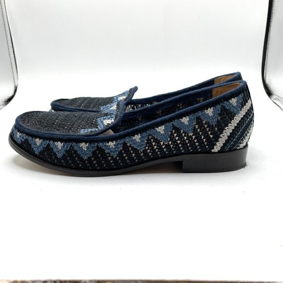 Tabitha Simmons Blakie Sol Blue-Multi Crocheted Slip On Loafers Women's 7.5 - Picture 3 of 13